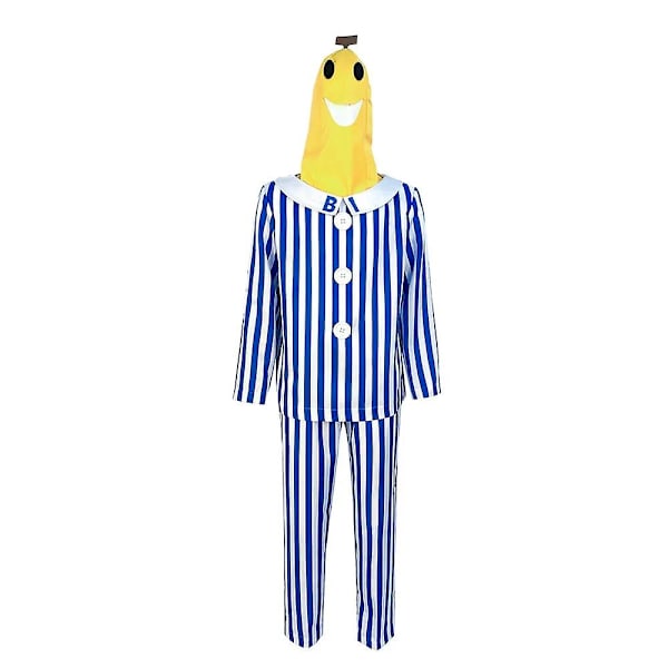 Voksen Bananer i Pyjamas Kostume Blå Hvid Stribet Skjorte Bukser Med Banan Hoved Mænd Kvinder Fest Kostume Halloween Bedste Valg Blå Hvid Blue white S