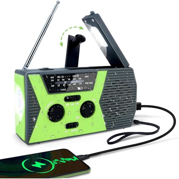 Veivradio Solradio AM FM Veivradio Verdensmottaker Nødradio USB Bærbar Radio