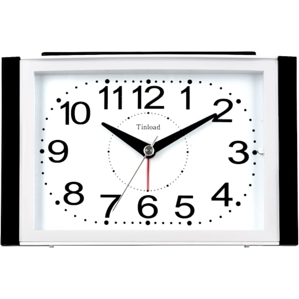 Stort 6,5 tommer lydløst analogt vækkeur, ingen tikken, blød vækning, bip, lydstyrke op, snooze-funktion og batteridrift