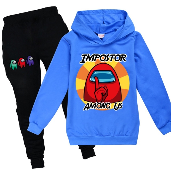 Among Us Børne Baby Drenge Piger Hoodie Sweatpants Sæt Blå Blue 120