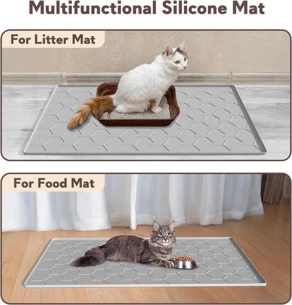 Kattetoalettmatte Stor 86 x 56 cm - Vanntett Silikon Gulvmatte - Grå