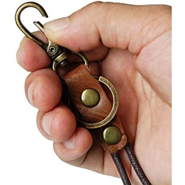 Læder lanyard-vintage læder nøglering med metal hummer og nøglering -