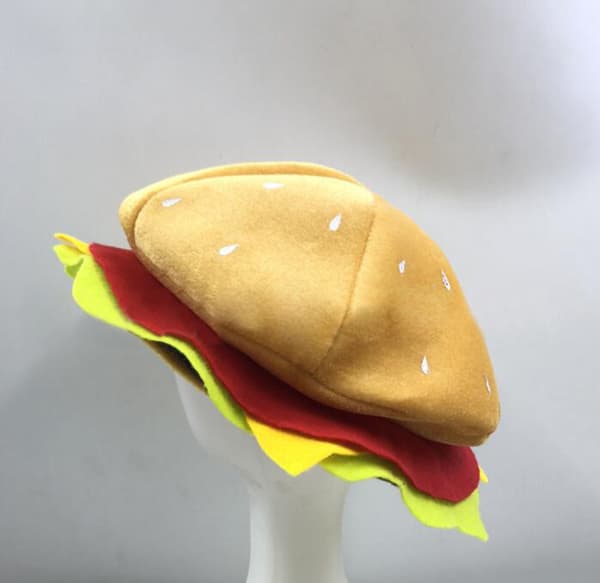 Morsom Hamburgerhatt Halloween Kostyme Tilbehør 28*14CM