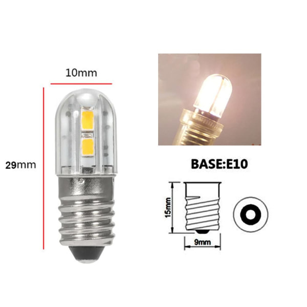 Pakke E10 6V LED-pære med 2835 skruebase 4 SMD-chips gul opgradering til forlygte lommelygte