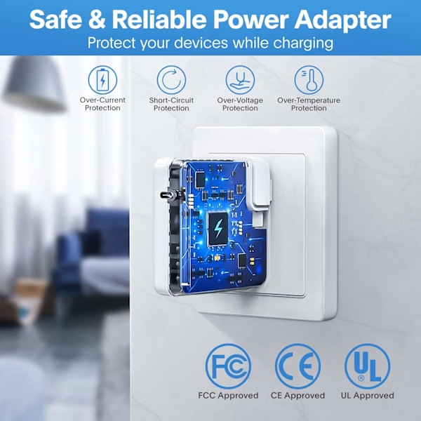 Lader - 118W USB-C Lader Rask Lading Kompatibel med USB-C Port MacBook Pro/Air, iPad Pro, Samsung Galaxy og Alle USB-C Enheter