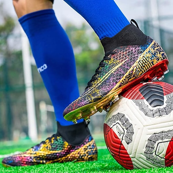 Mænds Atletiske Udendørs Indendørs Komfortable Fodboldsko Drenge Fodbold Studerede Sneakers Sko Høj Greb Sort black EU39