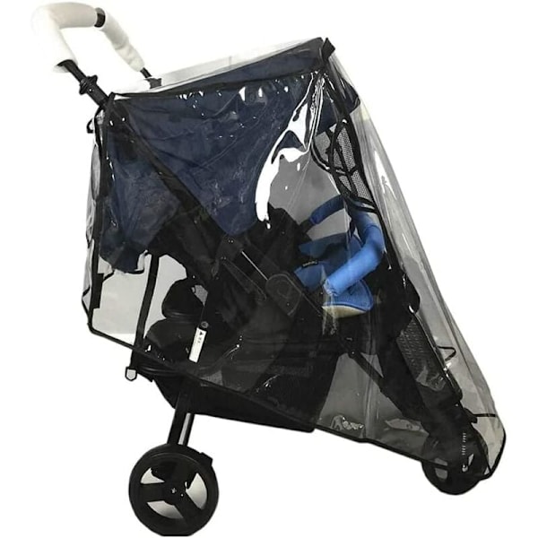 Universal Side-by-Side Dobbelt Barnevogn Regncover Transparent PVC Støv- og Vindcover til Dobbelt Barnevogn