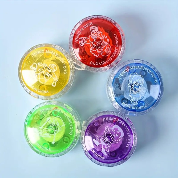 5 stk lysende jojo-baller - lyse farger, lett å spille - fargerik variasjon til jul