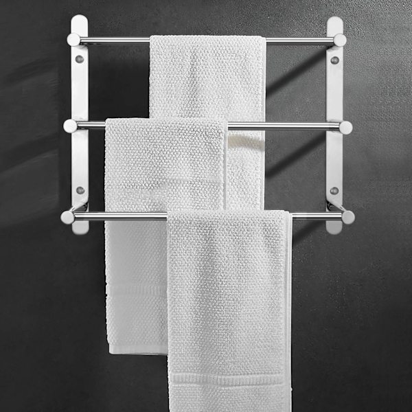 Monikerroksinen 304 ruostumattomasta teräksestä valmistettu pyyheteline 60 cm seinäkiinnitteinen 3 tankoa kylpyhuone keittiö