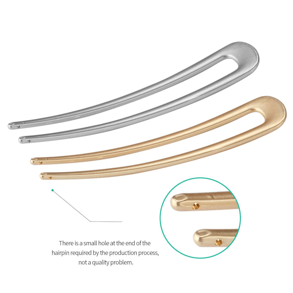 Suuri ranskalainen hiusneula, metalli U-muotoinen 2-haarainen nutturaneula naisille ja tytöille color-1
