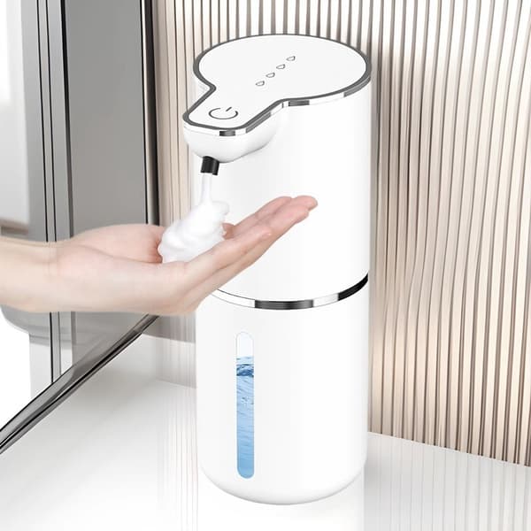 Automatisk Sensor Sæbedispenser M1, USB Genopladelig Vægmonteret Skum- og Flydende Håndsæbedispenser til Køkken og Badeværelse White Drips