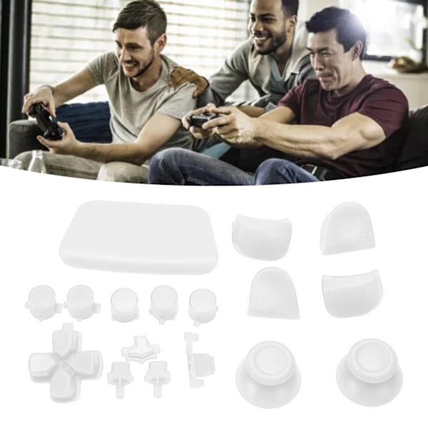 16 stk spillkontrollknapper for PS5-kontroller, erstatningsknapper for tommel og avtrekkere for PS5-kontroll White