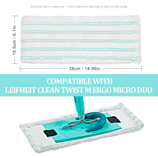 3 kpl Leifheit Clean Mop -vaihtopäätä märkä- ja kuivaan käyttöön Mikrokuituinen litteä mopin pää lisävarusteet