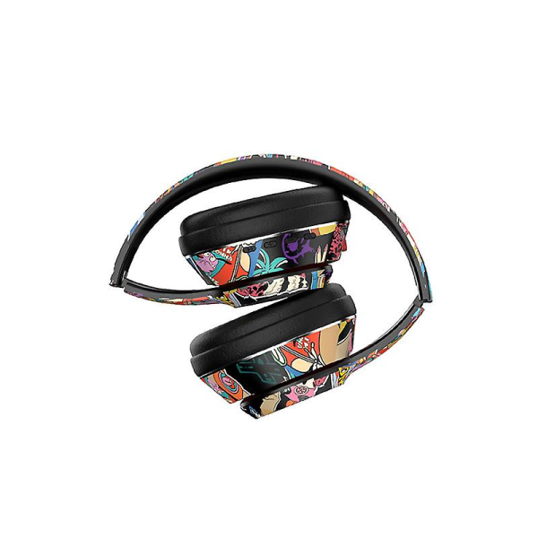 Fashion Graffiti Headset Trådløs øretelefon for telefon PC Bærbar Støtte Kablet TF FM Bluetooth 5.1 Hodetelefoner （svarte）