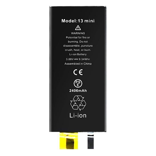 Batteri uden BMS til iPhone 13 Mini Kapacitet 2406mAh Black