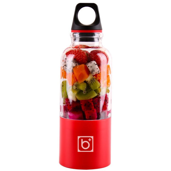(Röd) Fruktmixer, 500Ml USB Laddningsbar Saftkopp Personlig Bärbar