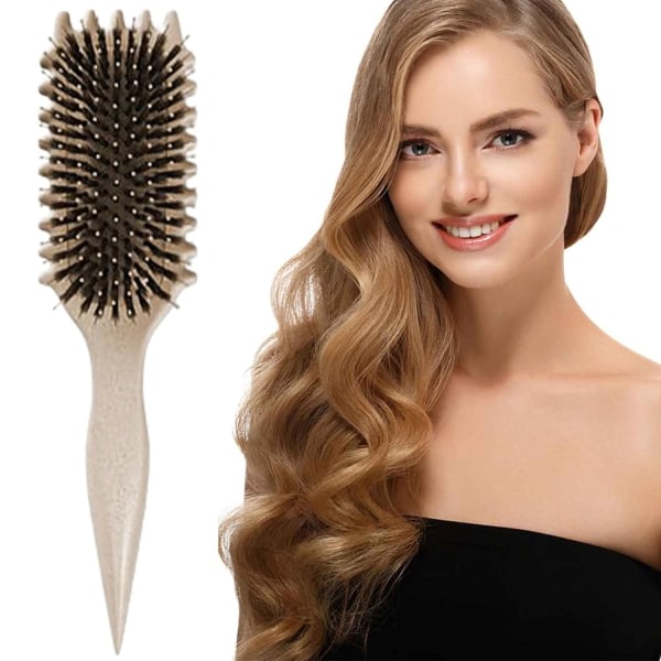 Bounce Curl Brush, 2024 NY Bounce Curl Defining Brush, Børste med svinbust for å definere krøller, Bounce Curl Define Styling Brush apricot