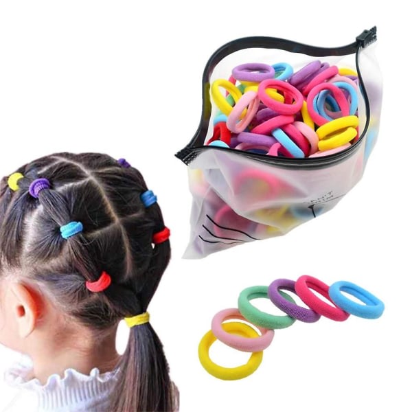 200 Pack Candy Colored Girls Elastic Hair Bands Seamless Ponytail Holder