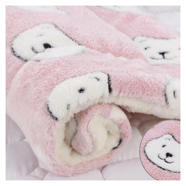 Tjock Pet Bed Mat Mjuk Bekväm Pet Flanell Filt Vinter Warming Pet Pad Rosa björnhuvud Pink Bear Head No. 4
