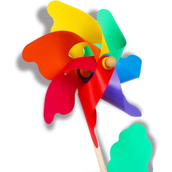 5 STK Vindsnurrer, 4,7 tommers regnbuestolpe vindmølle Pinwheel Spinner dekorasjon