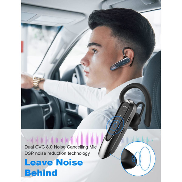 Bluetooth-kuulokkeet kaksoismikrofonilla V5.0 Handsfree Bluetooth -kuuloke 25 tunnin puheajalla