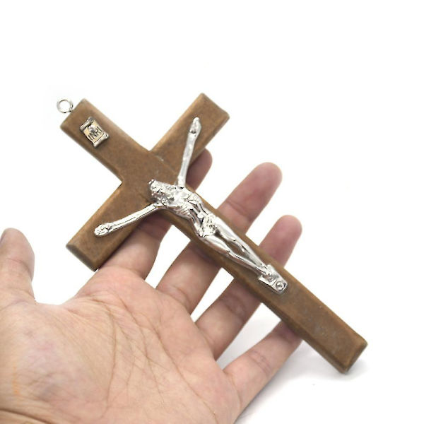 Väggdekoration Kors i Trä med Mässing 2-pack Brun