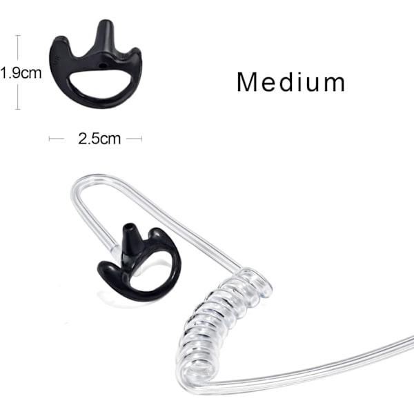 Earmoulds i mykt materiale - erstatning for ørepropper til luft-akustiske hodesett - 5 par (svart, medium) black Large