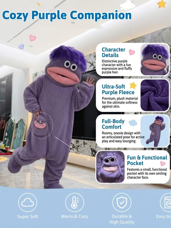Lilla og koral pyjamas-heldragt Asian One size 【Purple】