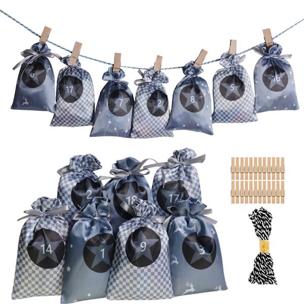 Adventskalender Julklappspåsar i Satin