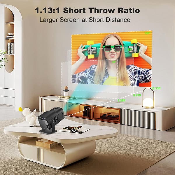 Miniprojektor Bärbar HY320 Projektor Stöder 4K 1080P Dual Band WIFI6 5G Trådlös 5.0 Bluetooth Android 11 180° Vridbar Auto Keystone