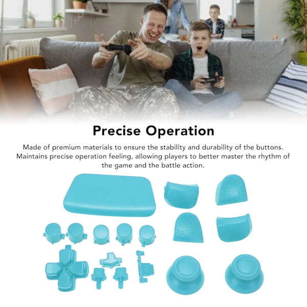 16 stk spillkontrollknapper for PS5-kontroller, erstatningsknapper for tommel og avtrekkere for PS5-kontroller Light Blue