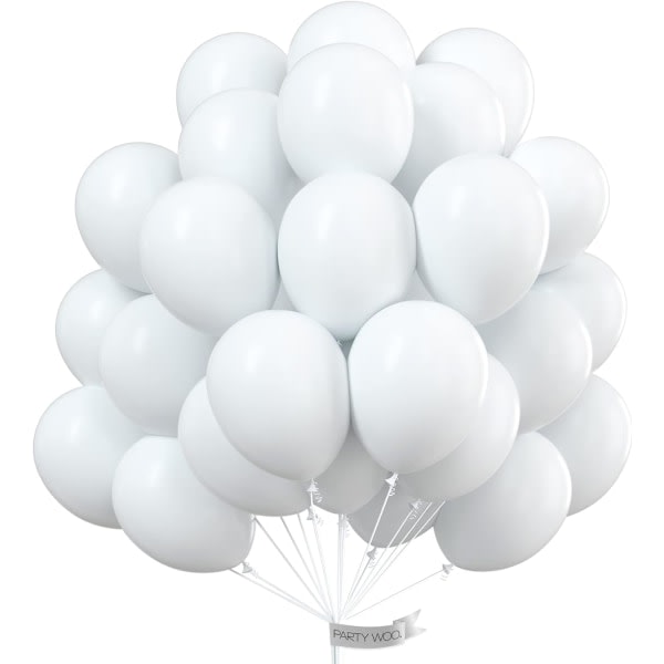 Matt vita ballonger, 100 st 10 tum vita ballonger, latexballonger för ballonggirland ballongbåge som festdekorationer, födelsedagsdekorationer