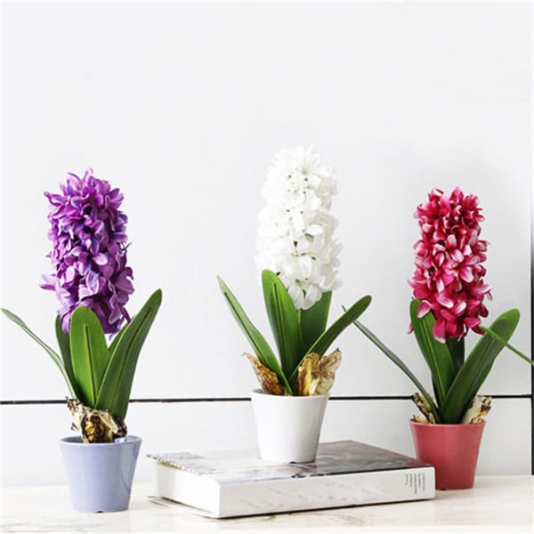 3 stk Hyasint Kunstig Blomst Med Corm Bukett Blader Til Hjem Farmh