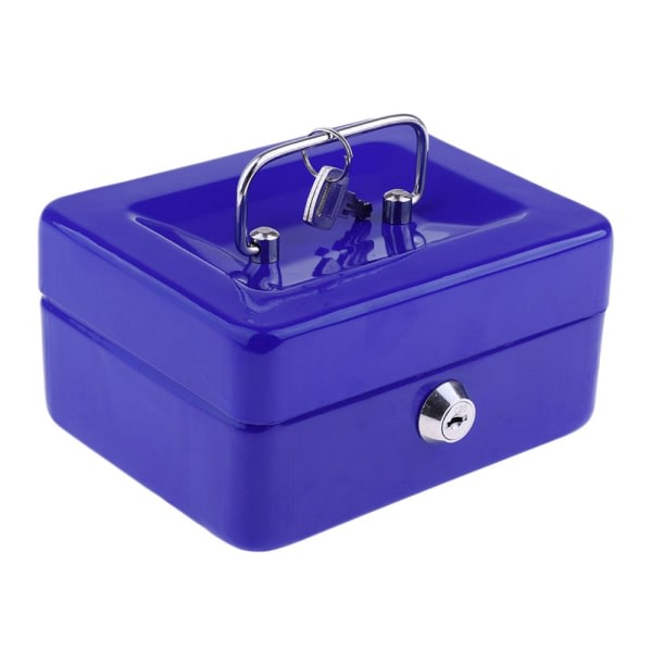 praktisk mini-kasseskuffe i rustfrit stål blå metal sikkerhedslås