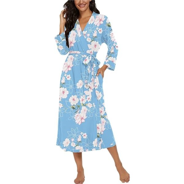 Naisten pitkä/lyhyt kylpytakki neulottu kimonokylpytakit pehmeät naisten aamutakit casual naisille
