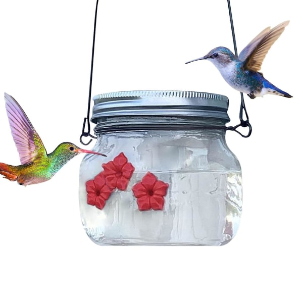 Hummingbird Feeder, Bærbar Udendørs Hængende Hummingbird Feeder, Flydende Flower Bird Feeder Mason Jar Fugle Feeder