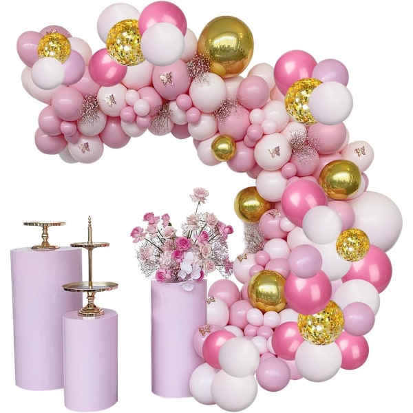 120 kpl vaaleanpunaisia ​​ja kultaisia ​​ilmapalloja Garland Kit, kultaiset konfettiilmapallot vaaleanpunaiset ja valkoiset juhlailmapallot syntymäpäivän äitienpäiväksi