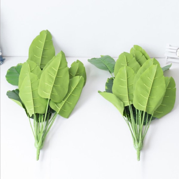 18 Stora Konstgjorda Växter i Kruka, Bananträd, Falsk Monstera, Plastpalmblad för Hem, Trädgård, Bröllopsdekoration
