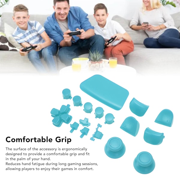 16 stk spillkontrollknapper for PS5-kontroller, erstatningsknapper for tommel og avtrekkere for PS5-kontroller Light Blue