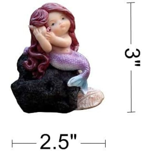 Miniatyrträdgårdsstatyer av sjöjungfrur - Drömmande Sjöjungfru Listening Mermaid on Reef
