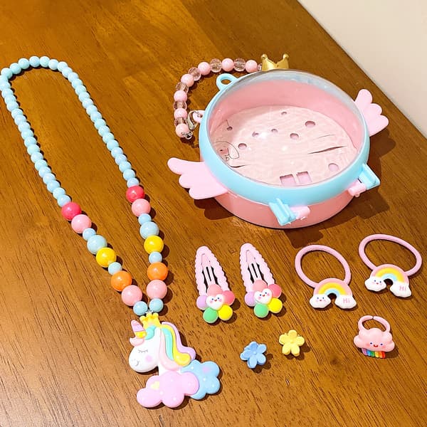 Nytt tecknat halsbandsset för barn, present till skolstarten, #5 Cute Pony Set [Includes Box]
