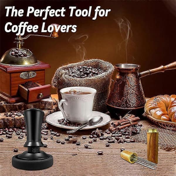Coffee Espresso Tamper 51mm with WDT Tool Calibrated Spring Loaded, with Silicone Mat, Compatible with Espre As shown
