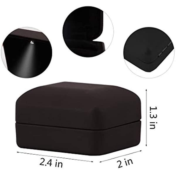 Engagement Ring LED Light Ring Box Jewelry Case Black Square Black square