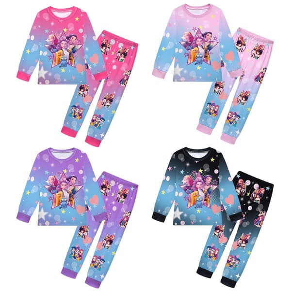 （AZC）Demon Hunters Pyjamasset för Barn med Långärm och Långbyxor svart svart black 100cm