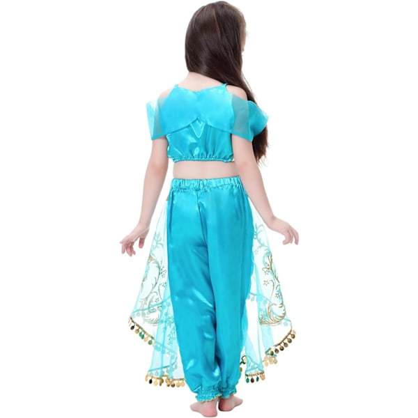 Flickperuk, Aladdin prinsessdräkt, jul födelsedagsfest, Halloween karneval, cosplay, barnkläder 100cm