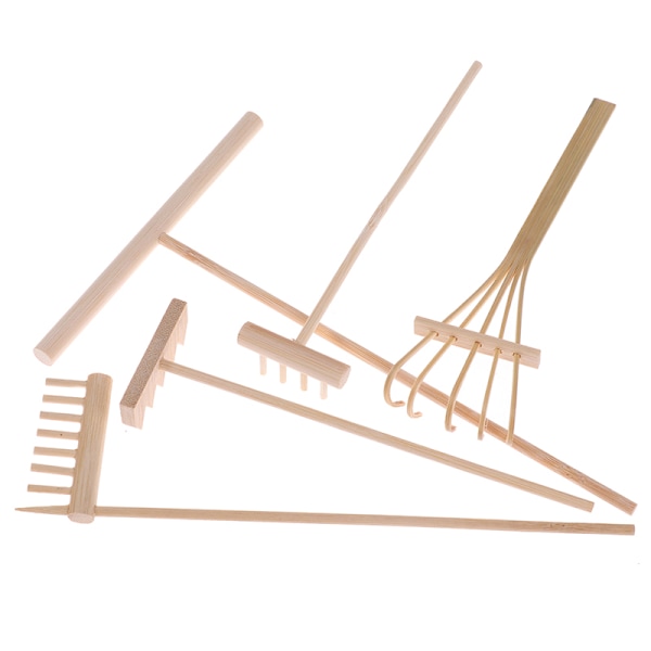 5 stk Mini Bambusrive for Zen Hage Sand Bordplate Meditasjon F 2(5 hooks 1Pc)