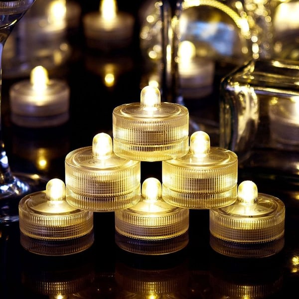 Upotettavat LED-valot Tea Light kynttilä, Mini upotettavat LED-valot Vedenpitävät vedenalaiset LED-valot hääkotiin maljakkofestivaalikoristelu 26kpl