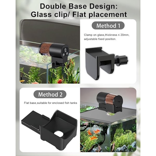 Automatic Feeder - Automatic Aquarium Feeder - Large 100ml Capacity - With Adjustable Feeding Timer - Battery Operated - Suitable for Flakes and Pellets