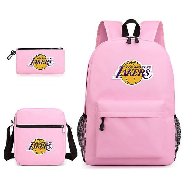 Kolmiosainen koululaukku Lakers printed case Olkalaukku pinkki Yksi olkalaukku