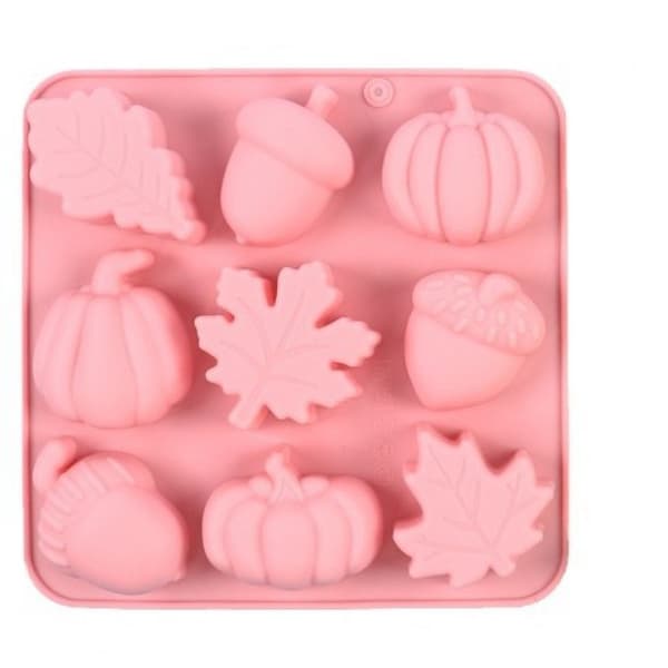 9-hulrum Halloween Græskar Silikoneform, Hasselnød Ahorn Rose Solsikke Slik Bageplade til DIY Budding Kage J240949-C